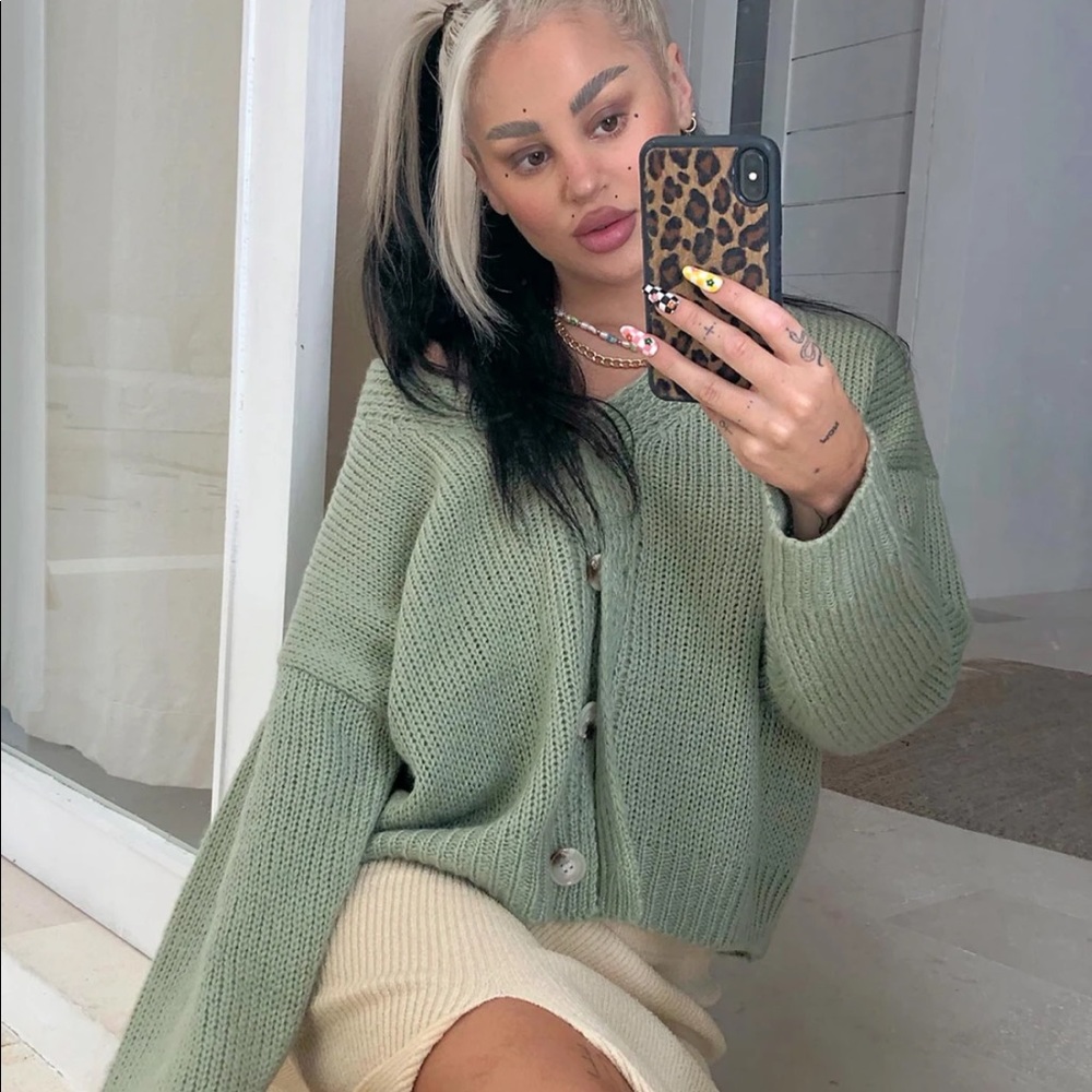 Princess Polly green cardigan